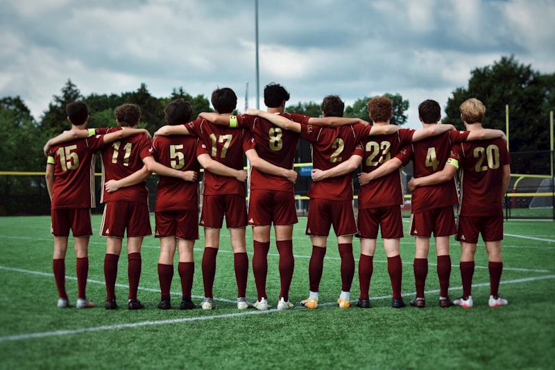 Sports team standing together on game day
